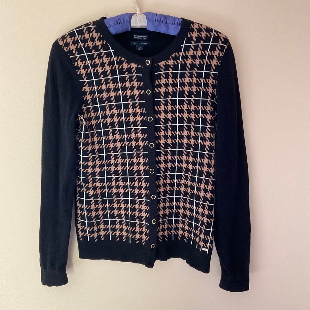 Houndstooth Plaid Tommy Hilfiger Cardigan size S/P